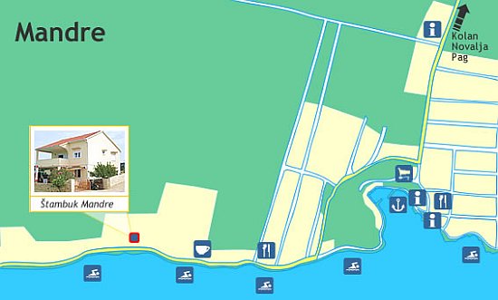 Apartmani Štambuk - Mandre (karta mjesta)